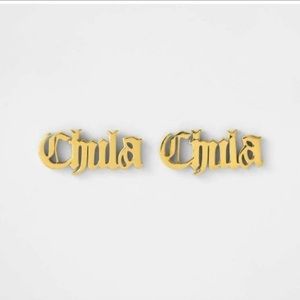 Like New Chula Nameplate Studs Gold Finish Earrings